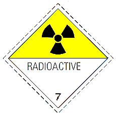 Numero 7.D: Materia radioattiva che presenta i pericolo nelle etichette (la scritta radioattivo è opzionale).