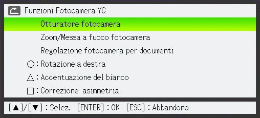 Operazioni dell applicazione YC Camera Questa sezione spiega i vari tipi di operazioni di proiezione che è possibile eseguire con l applicazione YC Camera, e come configurare le impostazioni dell