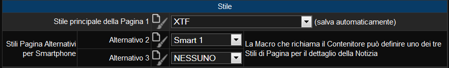 Indicare le impaginazioni alternative sulle singole notizie 2 : 1. Aprire la Notizia (nell'area Principale) cliccando su oppure su 2.