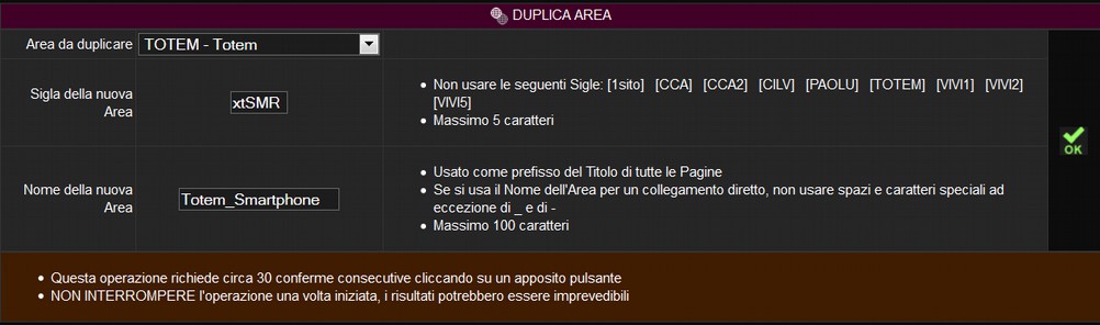 Pagina 5 3. Creare le Pagine Se il Sito è complesso si consiglia di usare una nuova Area, se il sito è semplice è sufficiente creare le Pagine.