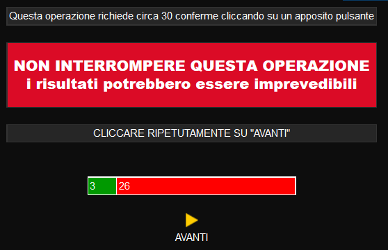 Se si usa la duplicazione occorre tenere presente che occorrerà poi modificare le singole pagine. HOME AREE GESTIONE. Occorre cliccare circa 30 volte su AVANTI 1.