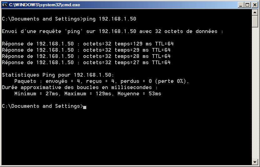 168.1.51 Digitare PING seguito dall indirizzo IP del vostro CP 540 PING 192.168.1.50 Se il collegamento non funziona, controllare