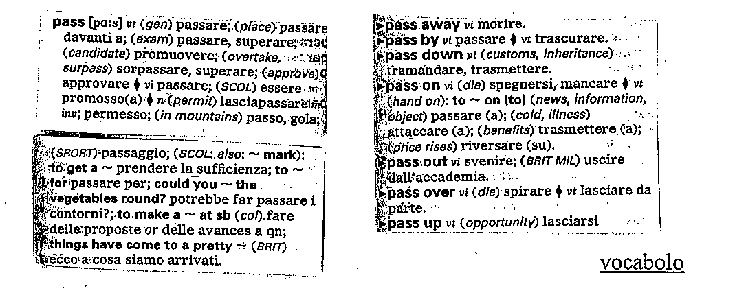 G. Leggete i vari siginificati e le traduzioni della parola pass. Poi, traducete le frasi dall italiano all inglese, usando la forma corretta di pass.