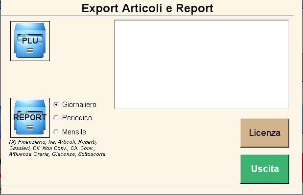 Figura 112 Export articoli e report L export è attivabile mediante una licenza di attivazione a pagamento.