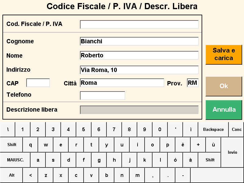 Figura 122). La pressione del tasto Ok avrà come risultato la stampa dei dati inseriti in coda al documento.