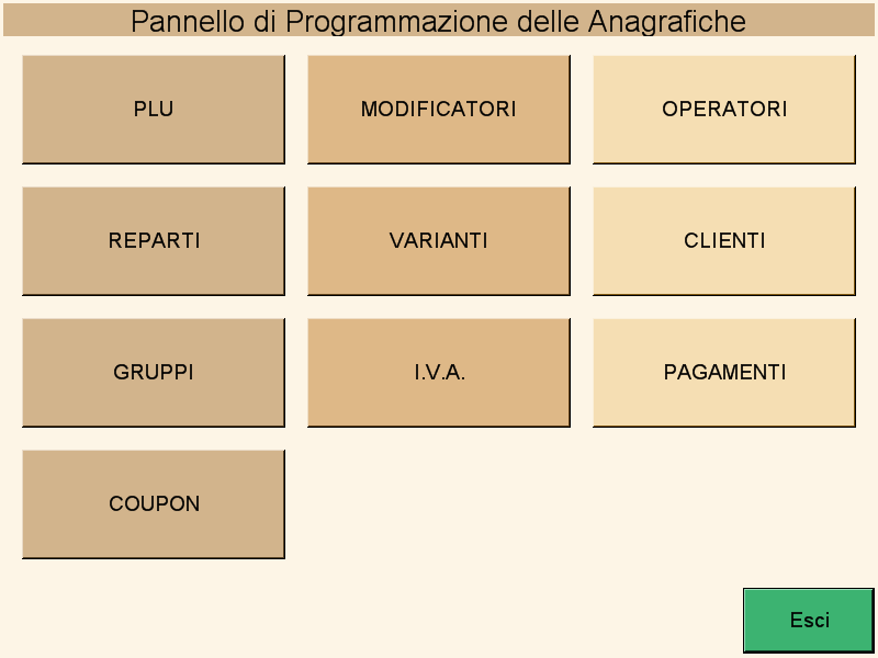 3.2.1 Anagrafica Per accedere alle funzionalità di programmazione delle anagrafiche è necessario premere il tasto Anagrafica dal Pannello di