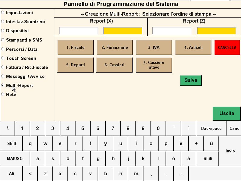 Figura 70: Programmazione del multi-report A questo punto è sufficiente selezionare la sequenza di interesse col semplice click del tasto indicante la statistica di interesse.