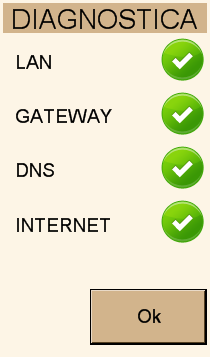 2) è raggiungibile il Gateway della rete locale (test GATEWAY) 3) è raggiungibile il Server DNS della rete locale (test DNS) 4) è disponibile l accesso ad Internet (test INTERNET) Per una corretta