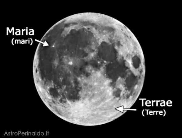 La superficie lunare è caratterizzata da zone di colore bianco dette terre