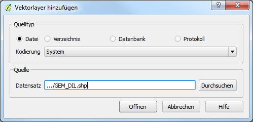 Figura 7. Formati di vettoriali leggibili in QGIS. Per caricare un layer vettoriale, utilizzare il pulsante "Aggiungi layer vettoriale" nella barra dei pulsanti a sinistra (vedi Figura 8).