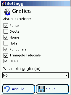 2.3.1 - SETTAGGI: GRAFICA N e lla grafica del rilie vo, possono essere visualizzati un progetto DXF e una mappa raster, oltre che al rilievo eseguito con la stazione totale: in questi casi, tutti gli