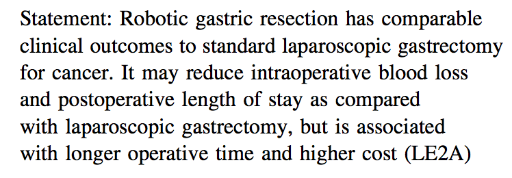Vantaggi Dimostrati -Gastrectomia per cancro- Szold A et al Surg Endosc 2015 Vantaggi ROB vs LAP in pz con BMI elevato, in termini di sanguinamento IO e qualità della