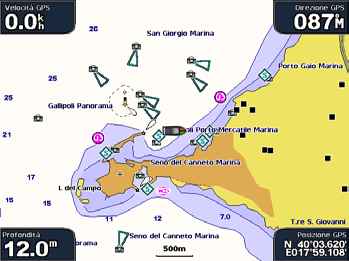 Questo tipo di visualizzazione supporta l utente quando si trova a navigare in secche, scogliere, ponti o canali e quando deve identificare rotte di ingresso o uscita in porti o ancoraggi sconosciuti.