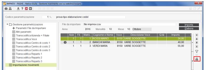 Utility e funzioni varie Elaborazioni IMPMOV Stampa movimenti elaborati All interno del comando IMPMOV, per tutti i tipi di elaborazione, è stato inserito all interno della sezione Importazione