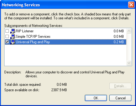 7 Servizi di rete 7.1.4 Installazione di UPnP su Windows XP Aggiunta di UPnP Se sul computer è installato Microsoft Windows XP, si consiglia di aggiungere al sistema il componente UPnP.