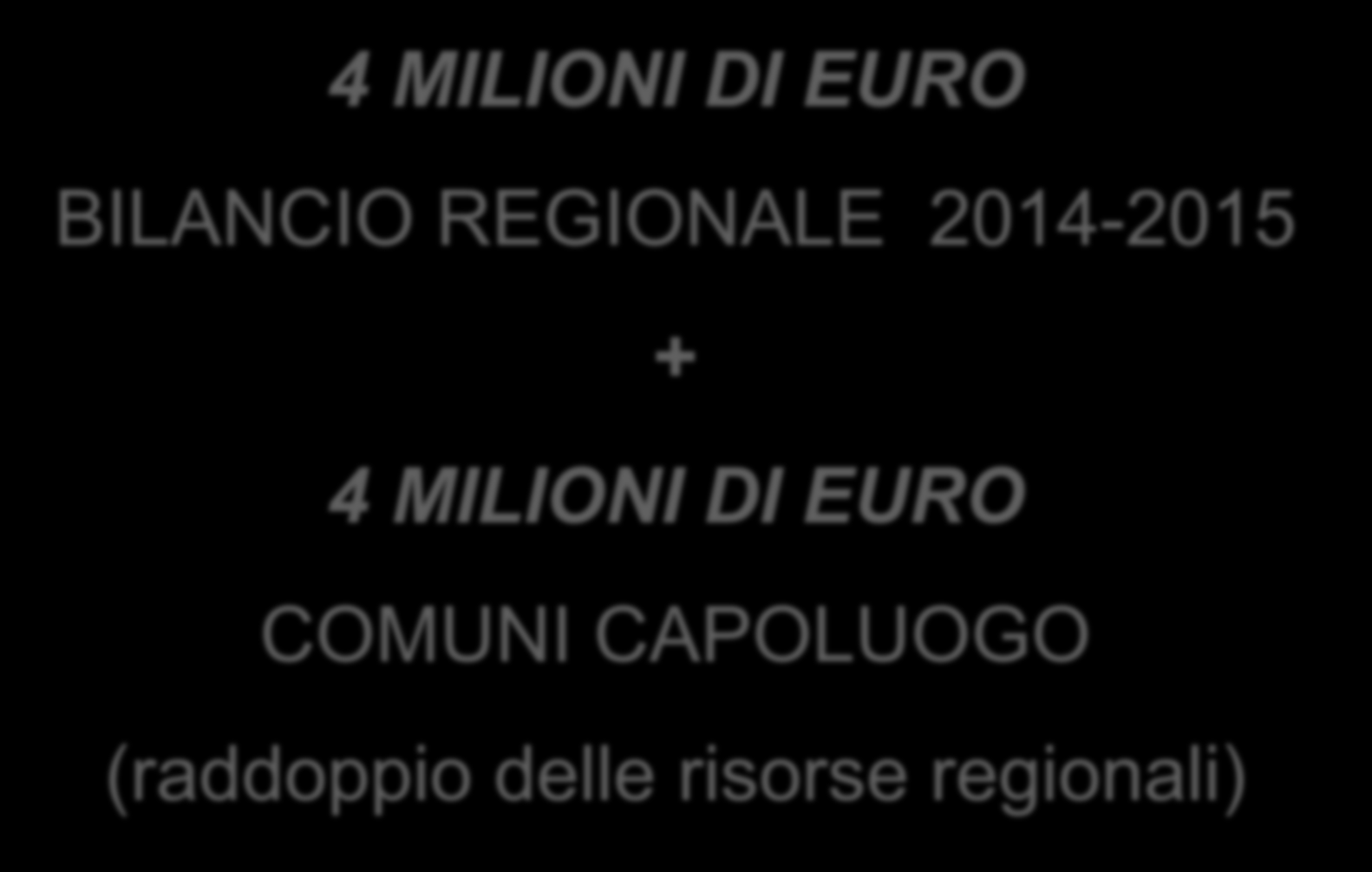 1. Risorse 4 MILIONI DI EURO BILANCIO REGIONALE 2014-2015 + 4