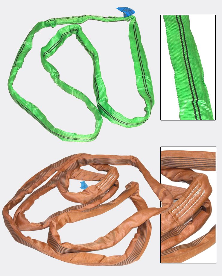 Brache di sollevamento Meccanocar Nastri di sollevamento a doppio strato in poliestere 00% prima scelta. Coefficiente di sicurezza 7/ - abbinamento colori/portata a norme CEN.