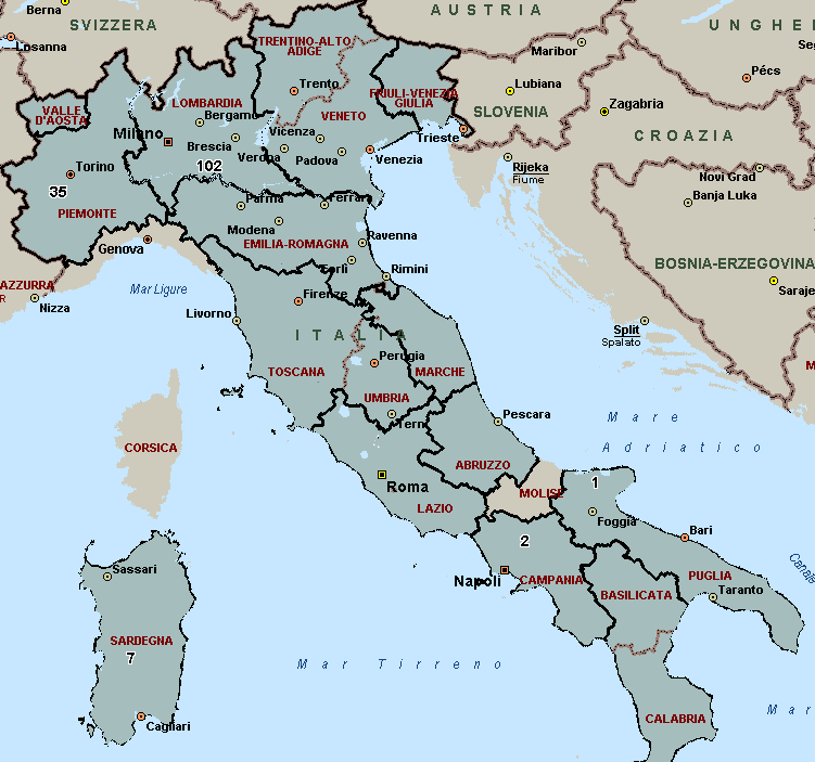 Distribuzione regionale b impianti di biogas del settore agrozotecnico