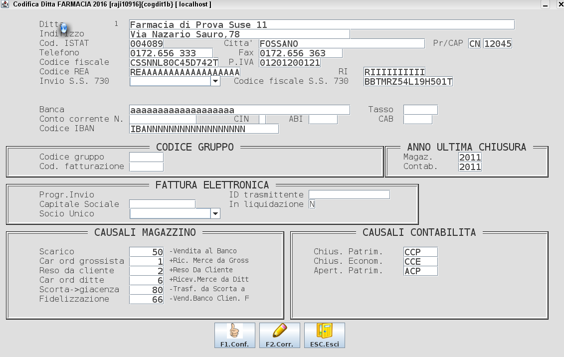 Nel campo "Invio S.S. 730" inserire la lettera S Nel campo "CF SS 730" inserire il codice fiscale dell'intestatario delle credenziali SOGEI della propria farmacia.