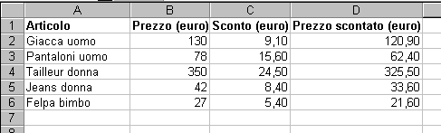 7. La selezione Lavorando con Excel è possibile inserire nelle formule la struttura di selezione.