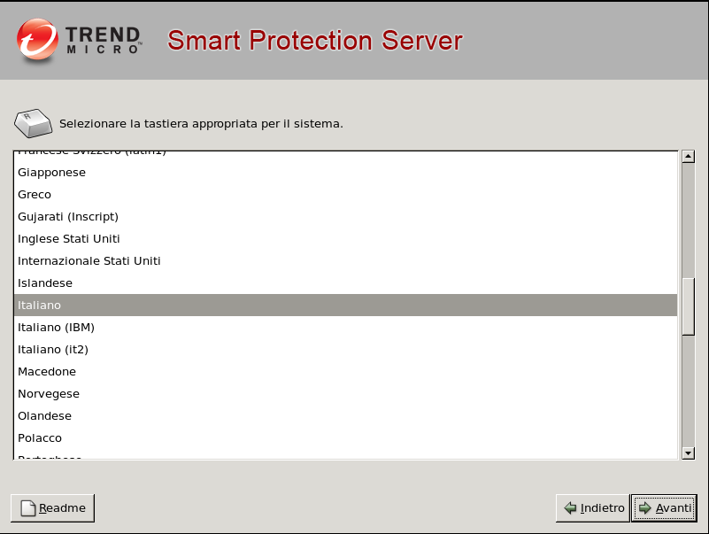 Ambiente per le soluzioni Smart Protection 6. Selezionare la lingua della tastiera e fare clic su Avanti per continuare. Viene visualizzata la schermata riepilogativa dei componenti hardware.