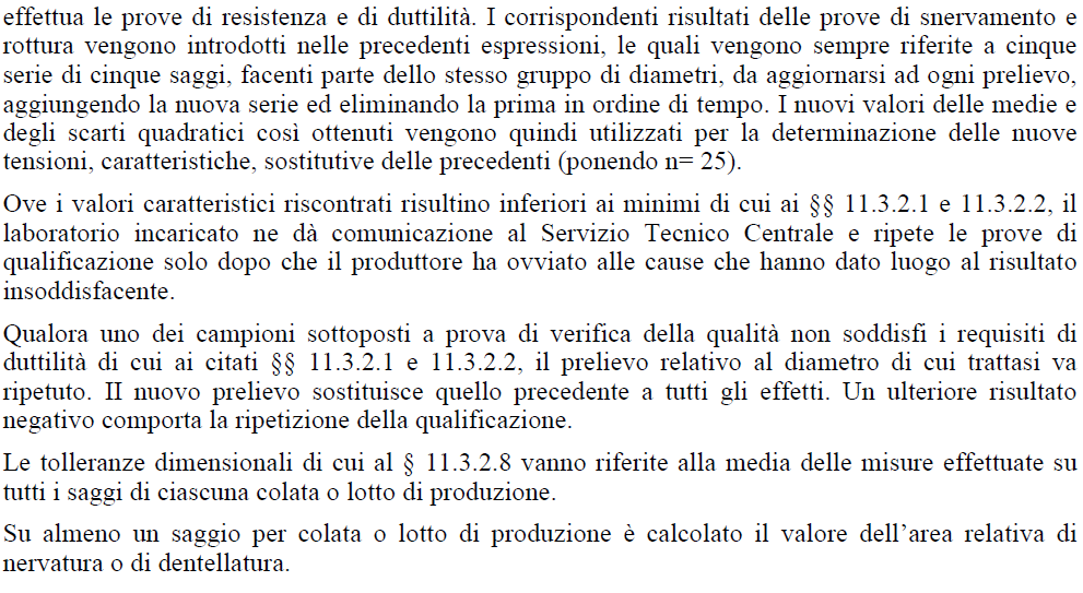 11.3.2.10.1.4 Comprensibilità del testo Commento Nella 5 a riga del 2 capoverso sostituire facenti parte dello stesso gruppo di diametri (riferimento non più presente nelle NTC) con anche di diametro diverso.