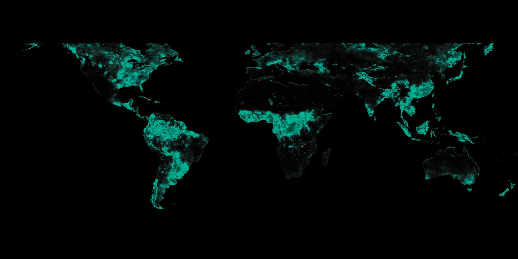 Soil moisture layer from NASA Smap, Aqua and Aquarius satellites updated every frame via interpolation (every 15 minutes) distinct data sets are every 3 days from 02