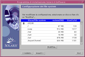 Viene aperta la finestra di dialogo Selezione dei dischi : 13. Selezionare i dischi in cui configurare i file system e fare clic su Avanti >.