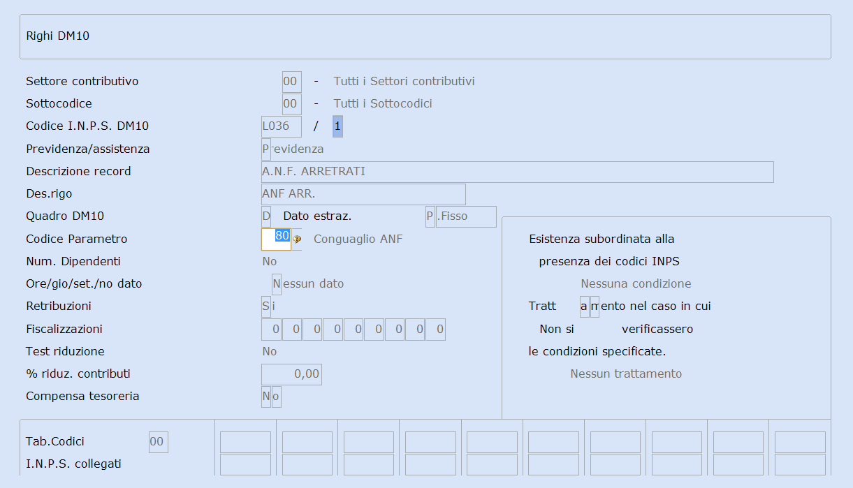 Per avere il recupero sul DM10 è necessario verificare di avere un rigo DM10 così caricato: - Dato estrazione : Parametro Fisso - Codice Parametro : 80 Conguaglio ANF Nell esempio sopra riportato, il