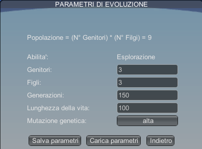 ESPERIMENTO 3 Con il terzo esperimento verifico se nella funzione di fitness incide il livello di mutazione genetica.