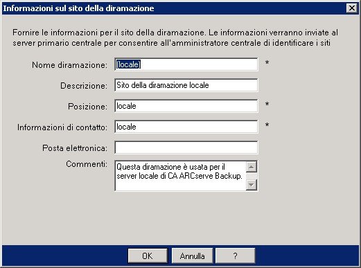 Configurare manualmente un sito della diramazione 2. Per modificare le informazioni del sito di diramazione locale, fare clic sul pulsante Modifica del sito di diramazione.