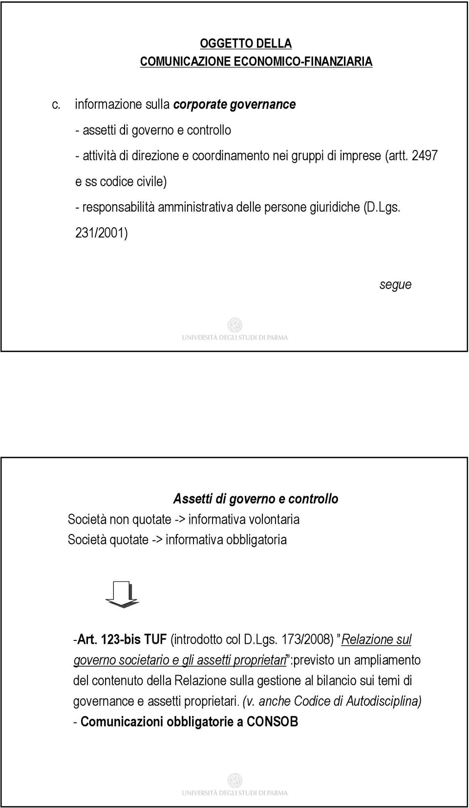 2497 e ss codice civile) - responsabilità amministrativa delle persone giuridiche (D.Lgs.