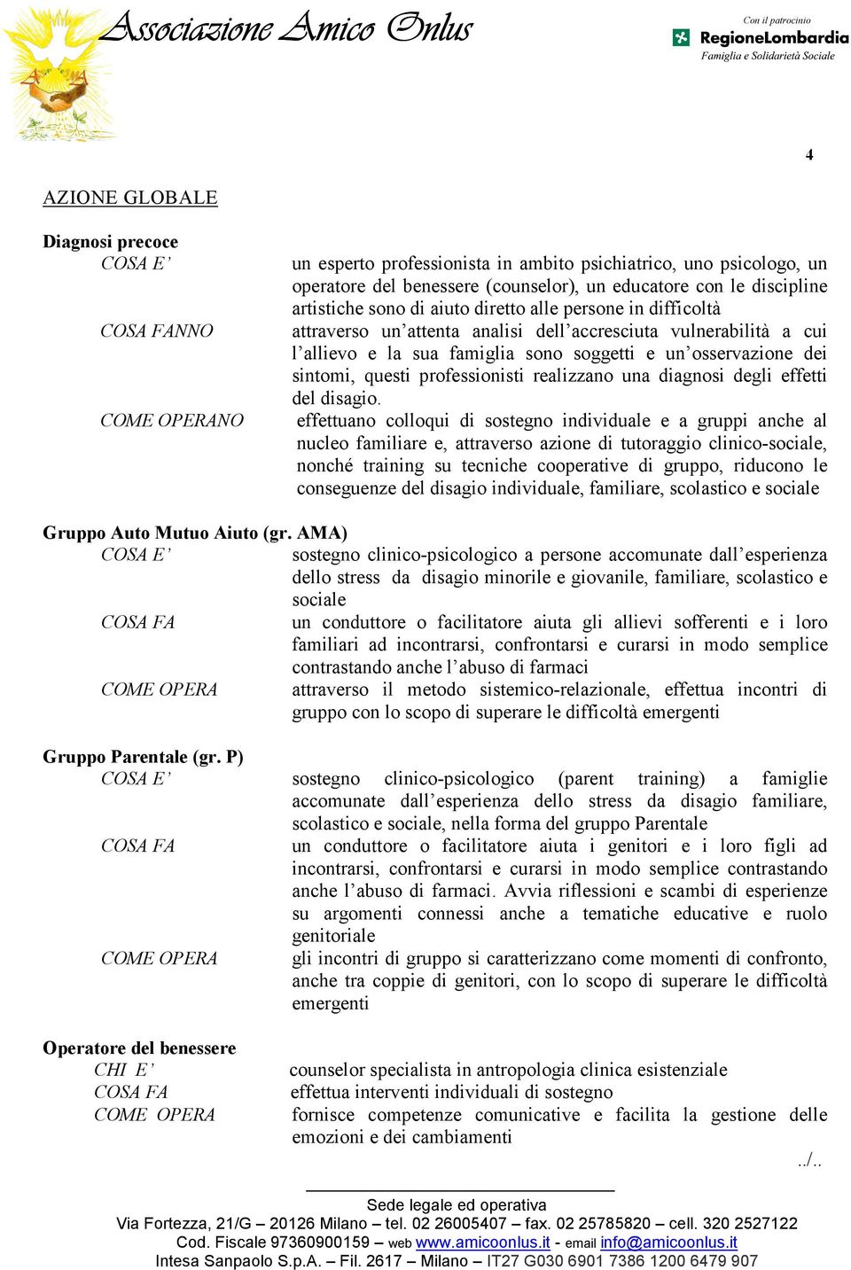 professionisti realizzano una diagnosi degli effetti del disagio.