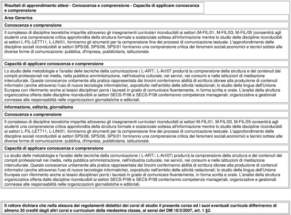 sottesa all'informazione mentre lo studio delle discipline riconducibili ai settori L-FIL-LETT11, L-LIN/01, forniranno gli strumenti per la comprensione fine dei processi di comunicazione testuale.