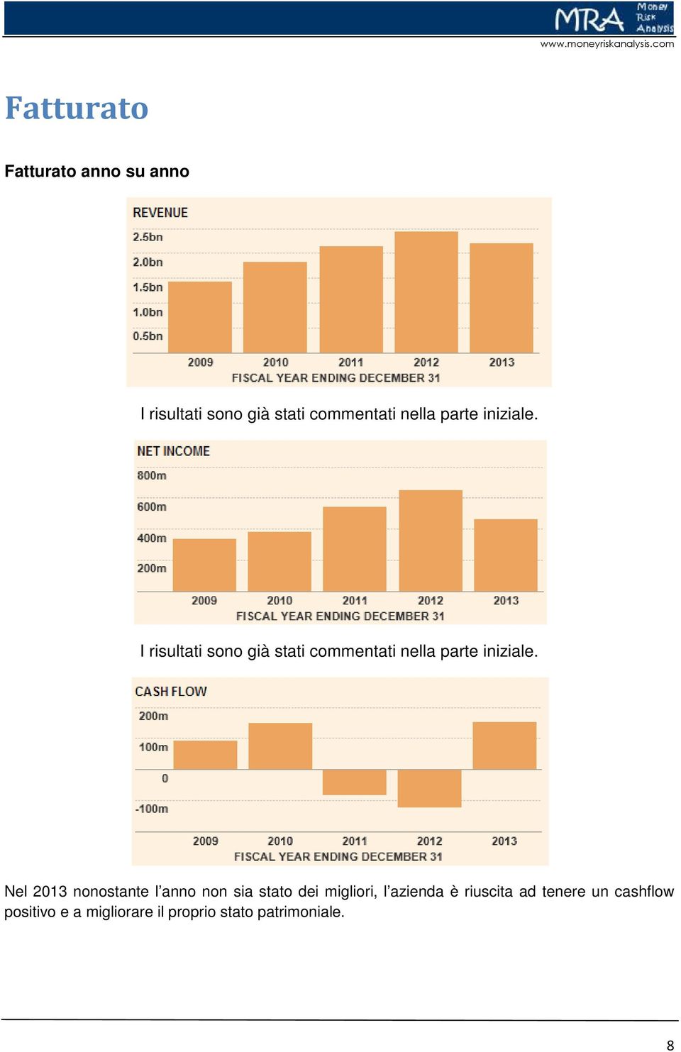 Nel 2013 nonostante l anno non sia stato dei migliori, l azienda è riuscita