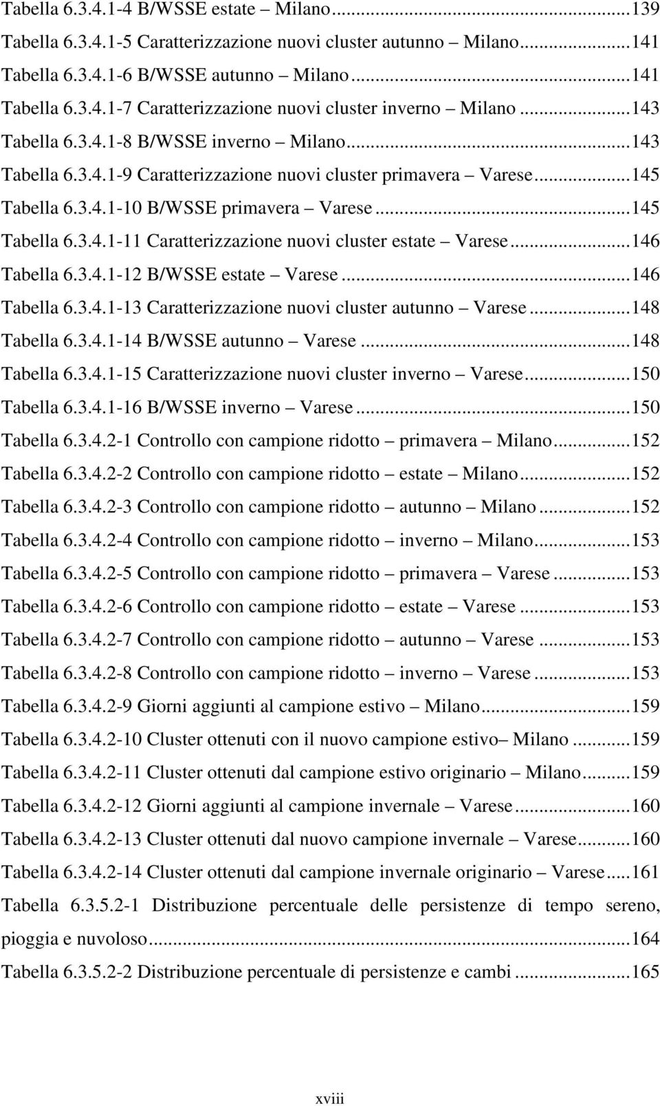 .. 146 Tabella 6.3.4.1-12 B/WSSE estate Varese... 146 Tabella 6.3.4.1-13 Caratterizzazione nuovi cluster autunno Varese... 148 Tabella 6.3.4.1-14 B/WSSE autunno Varese... 148 Tabella 6.3.4.1-15 Caratterizzazione nuovi cluster inverno Varese.