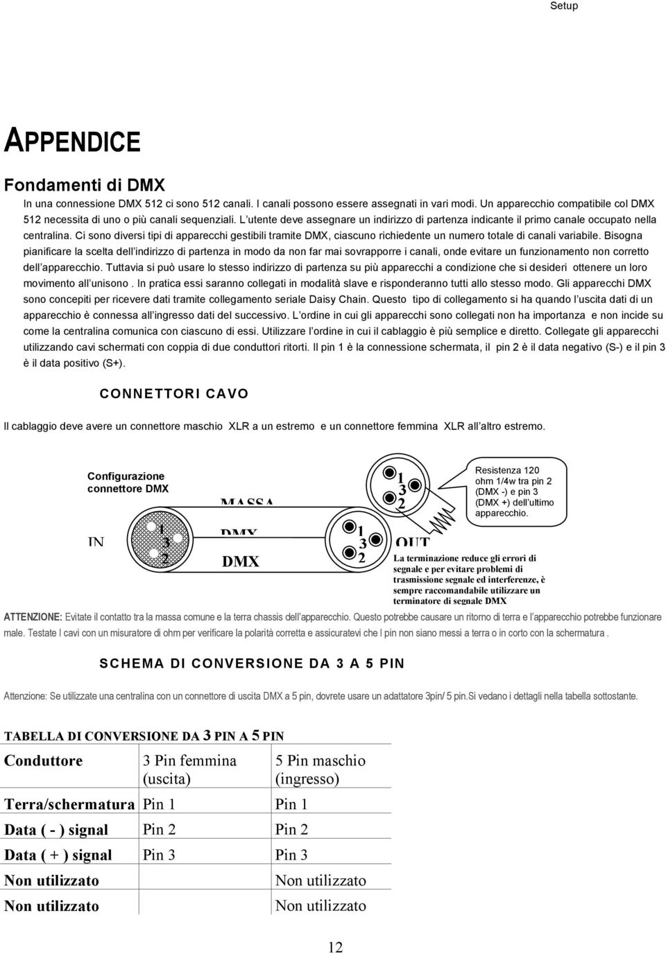 Ci sono diversi tipi di apparecchi gestibili tramite DMX, ciascuno richiedente un numero totale di canali variabile.