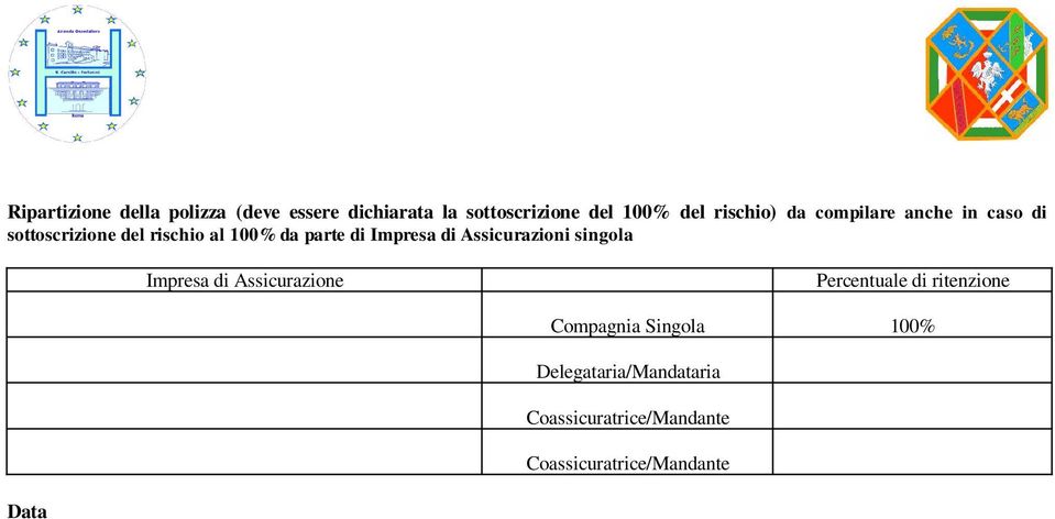 Assicurazioni singola Impresa di Assicurazione Percentuale di ritenzione Compagnia Singola