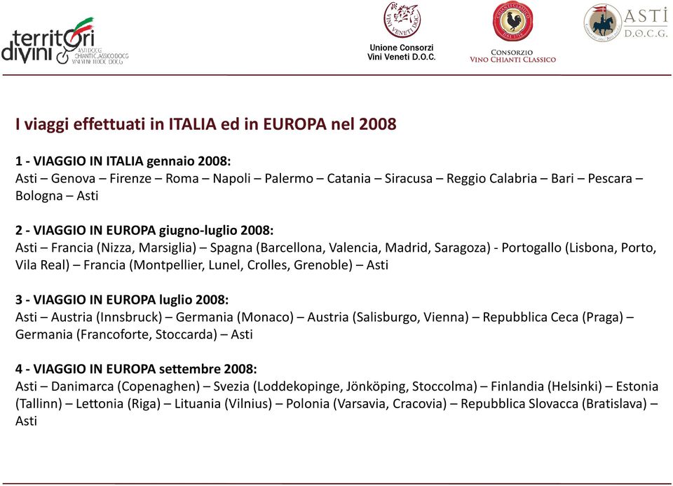 Asti 3 -VIAGGIO IN EUROPA luglio 2008: Asti Austria (Innsbruck) Germania (Monaco) Austria (Salisburgo, Vienna) Repubblica Ceca (Praga) Germania (Francoforte, Stoccarda) Asti 4 - VIAGGIO IN EUROPA