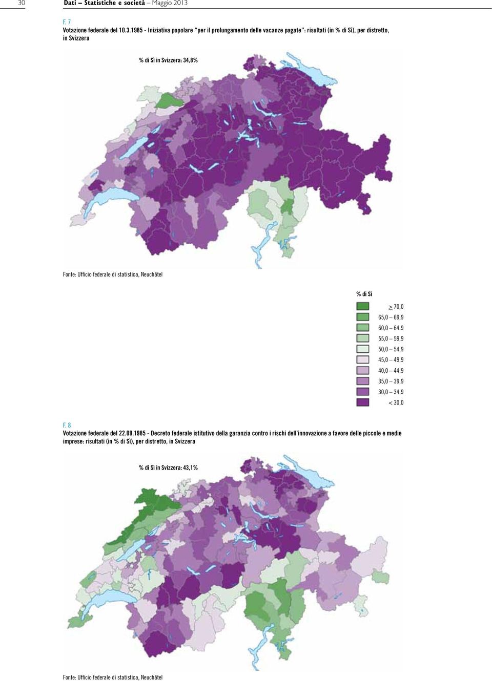 54,9 45,0 49,9 40,0 44,9 35,0 39,9 30,0 34,9 < 30,0 F. 8 Votazione federale del 22.09.