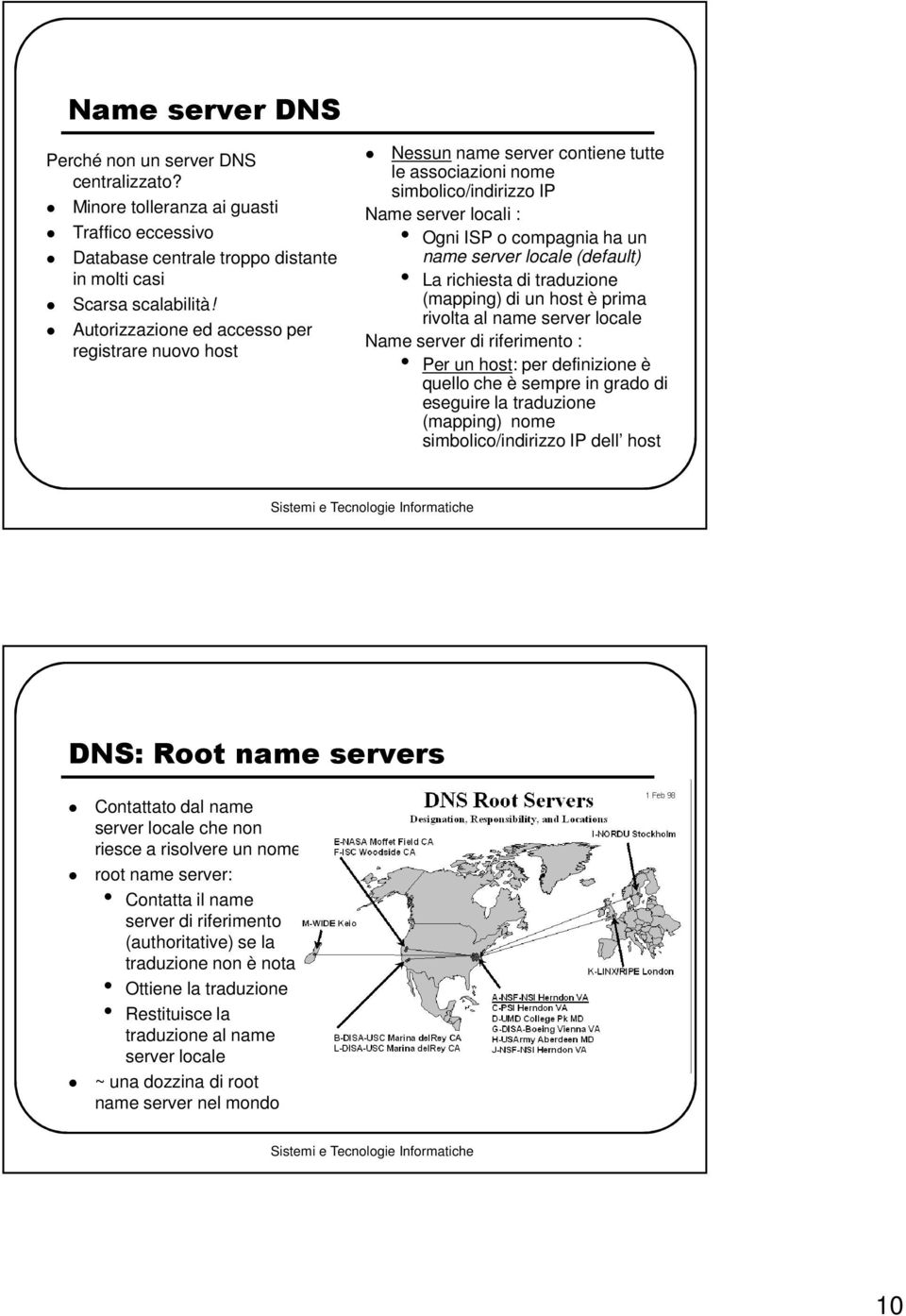 (default) La richiesta di traduzione (mapping) di un host è prima rivolta al name server locale Name server di riferimento : Per un host: per definizione è quello che è sempre in grado di eseguire la