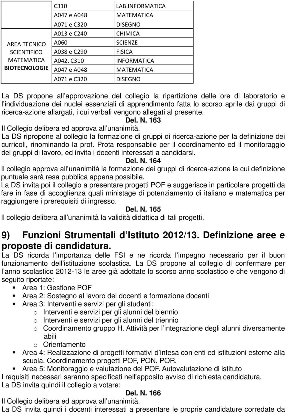 delle ore di laboratorio e l individuazione dei nuclei essenziali di apprendimento fatta lo scorso aprile dai gruppi di ricerca-azione allargati, i cui verbali vengono allegati al presente. Del. N.