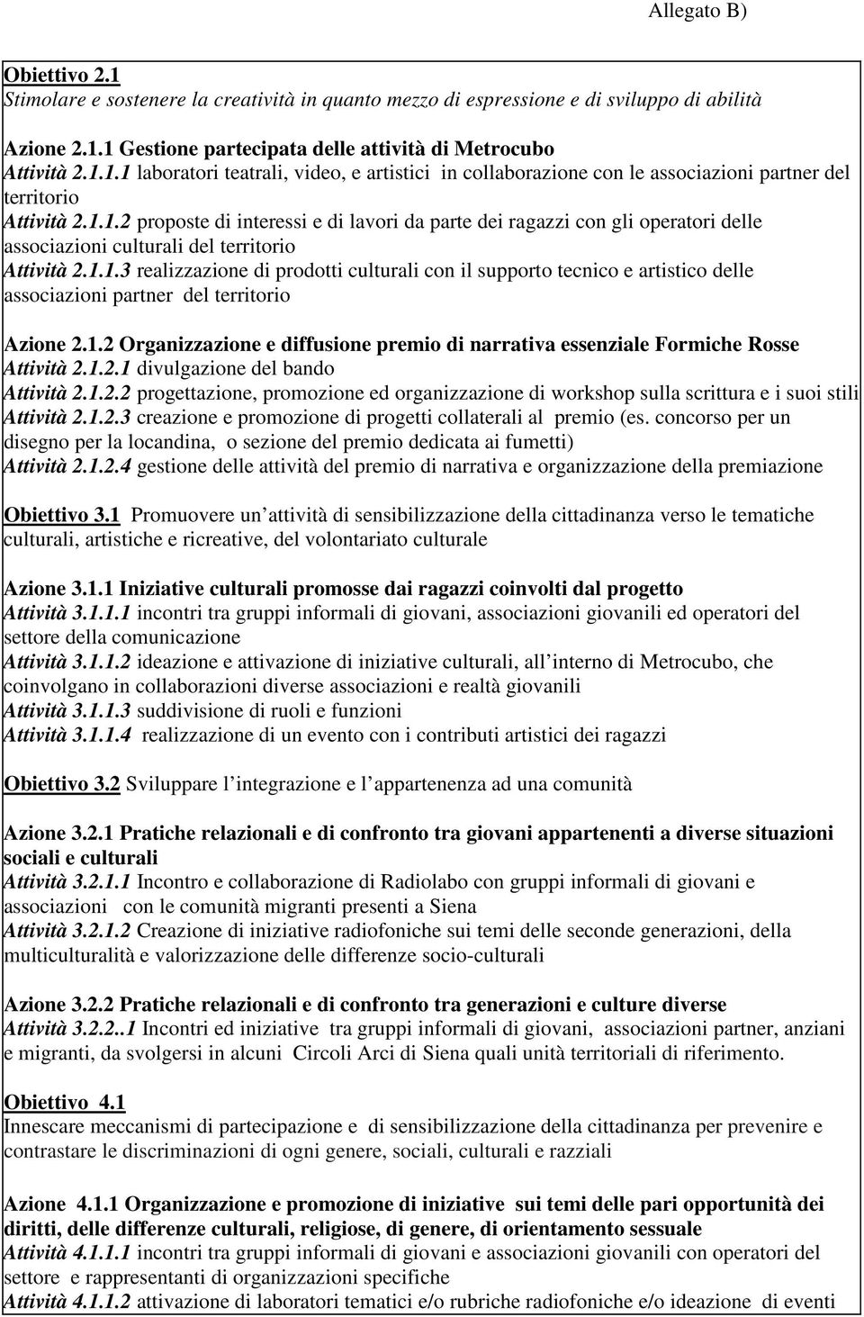 1.2 Organizzazione e diffusione premio di narrativa essenziale Formiche Rosse Attività 2.1.2.1 divulgazione del bando Attività 2.1.2.2 progettazione, promozione ed organizzazione di workshop sulla scrittura e i suoi stili Attività 2.