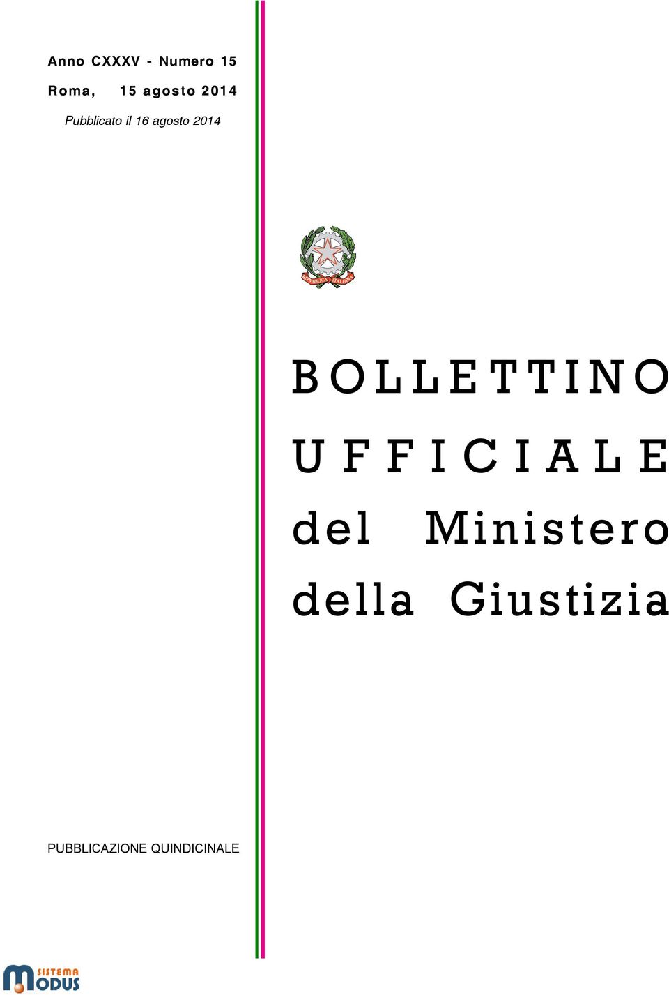 2014 BOLLETTINO UFFICIALE del