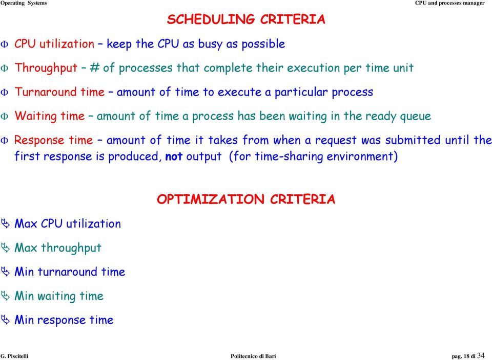 time amount of time it takes from when a request was submitted until the first response is produced, not output (for time-sharing environment) Max