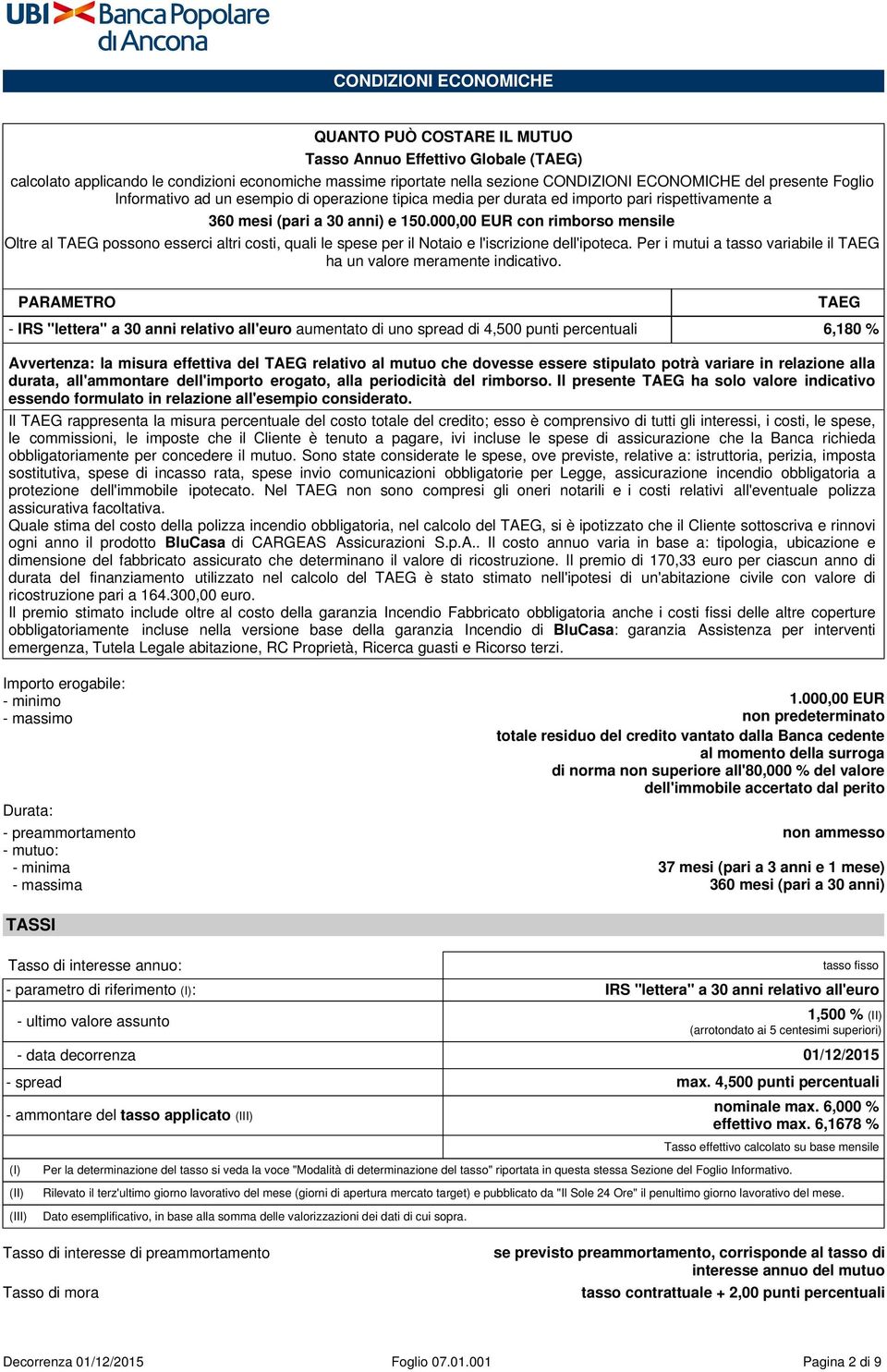 000,00 EUR con rimborso mensile Oltre al TAEG possono esserci altri costi, quali le spese per il Notaio e l'iscrizione dell'ipoteca.