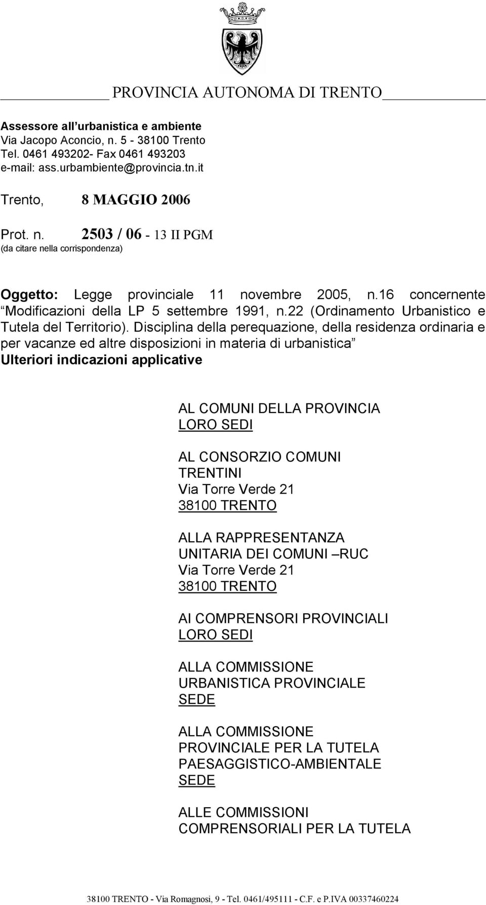 22 (Ordinamento Urbanistico e Tutela del Territorio).