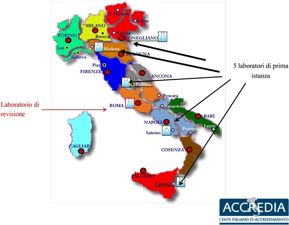 Genova Pisa FIRENZE BOLOGNA Perugia ANCONA 5 laboratori di prima