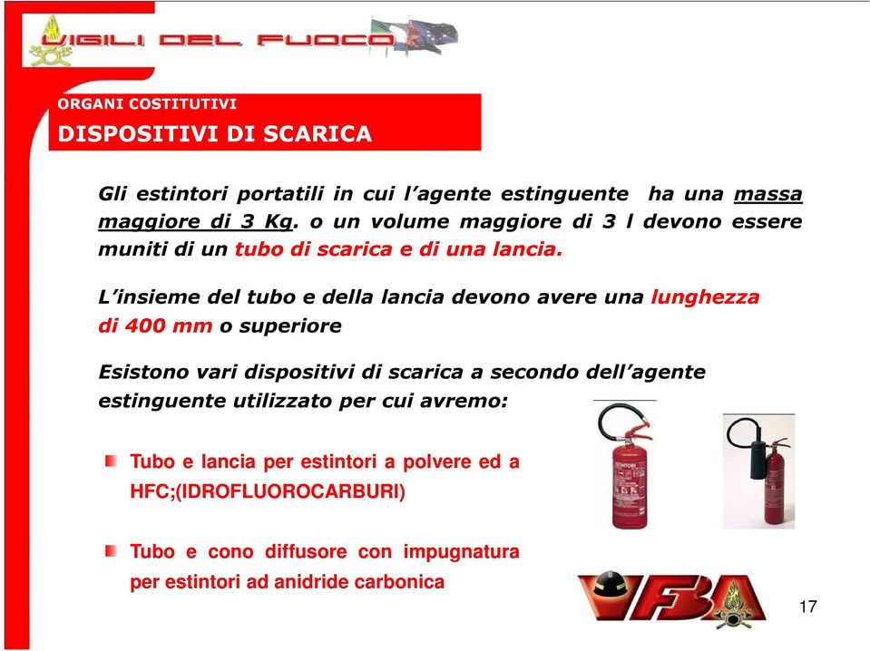 L insieme del tubo e della lancia devono avere una lunghezza di 400 mm o superiore Esistono vari dispositivi di scarica a secondo dell