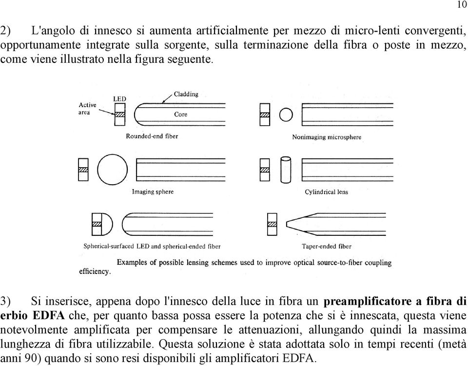 3) Si inserisce, appena dopo l'innesco della luce in fibra un preamplificatore a fibra di erbio EDFA che, per quanto bassa possa essere la potenza che si è